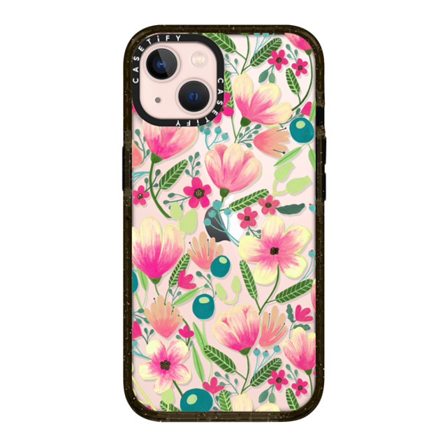 Artiisan x CASETiFY iPhone 13 ケース ブラック インパクトケース Pink Blooming