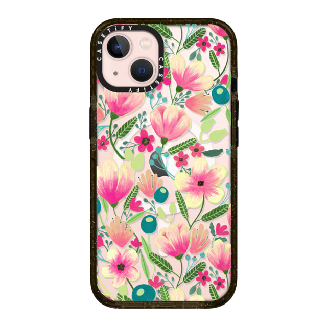 Artiisan x CASETiFY iPhone 13 ケース ブラック インパクトケース MagSafe対応 Pink Blooming