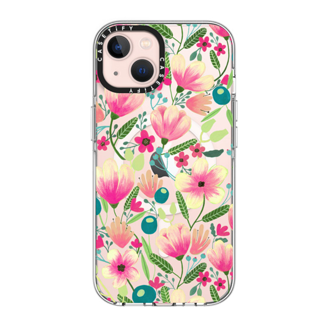 Artiisan x CASETiFY iPhone 13 ケース クリア クリア ケース MagSafe対応 Pink Blooming