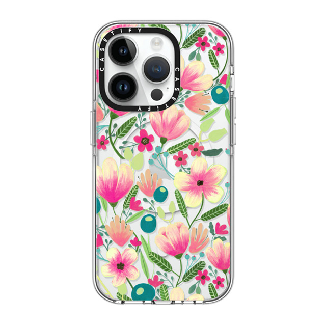 Artiisan x CASETiFY iPhone 14 Pro ケース クリア クリア ケース MagSafe対応 Pink Blooming