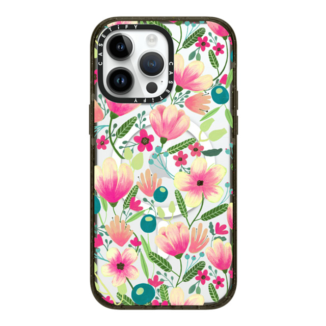 Artiisan x CASETiFY iPhone 14 Pro Max ケース ブラック インパクトケース MagSafe対応 Pink Blooming