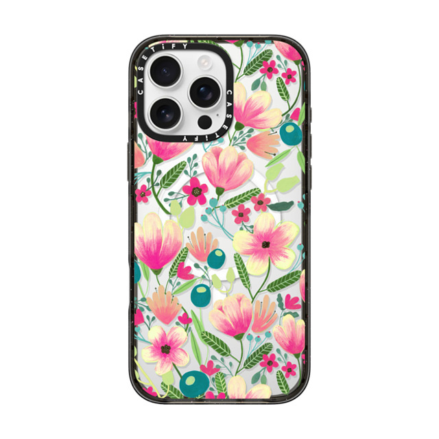 Artiisan x CASETiFY iPhone 16 Pro Max ケース ブラック インパクトケース MagSafe対応 Pink Blooming