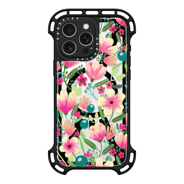 Artiisan x CASETiFY iPhone 16 Pro Max ケース ブラック ウルトラ バウンスケース MagSafe対応 Pink Blooming