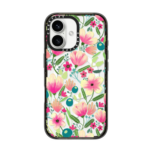 Artiisan x CASETiFY iPhone 16 ケース ブラック インパクトケース MagSafe対応 Pink Blooming