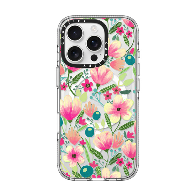 Artiisan x CASETiFY iPhone 16 Pro ケース クリア クリア ケース MagSafe対応 Pink Blooming