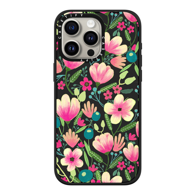 Artiisan x CASETiFY iPhone 15 Pro Max ケース マットブラック インパクトケース MagSafe対応 Pink Blooming