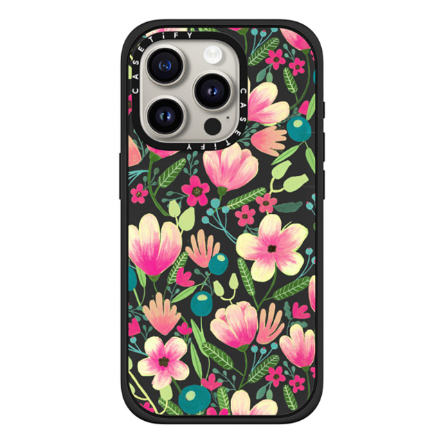 Artiisan x CASETiFY iPhone 15 Pro ケース マットブラック インパクトケース MagSafe対応 Pink Blooming