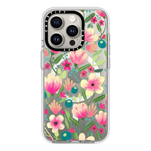 Artiisan x CASETiFY iPhone 15 Pro ケース クリア クリア ケース MagSafe対応 Pink Blooming