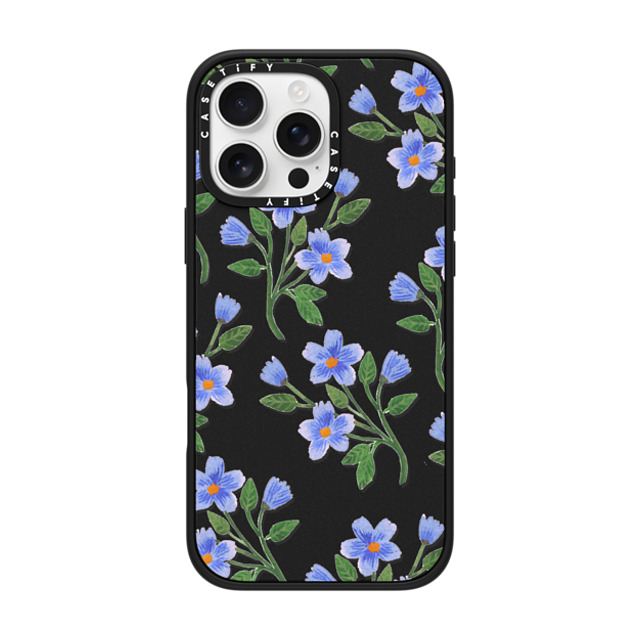 Artiisan x CASETiFY iPhone 16 Pro Max ケース マットブラック インパクトケース Blue Flowers