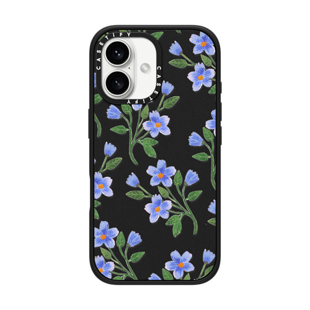 Artiisan x CASETiFY iPhone 16 Case Matte Black Impact Case MagSafe Compatible Blue Flowers Artiisan x CASETiFY iPhone 16 Case Matte Black Impact Case MagSafe Compatible Blue Flowers
