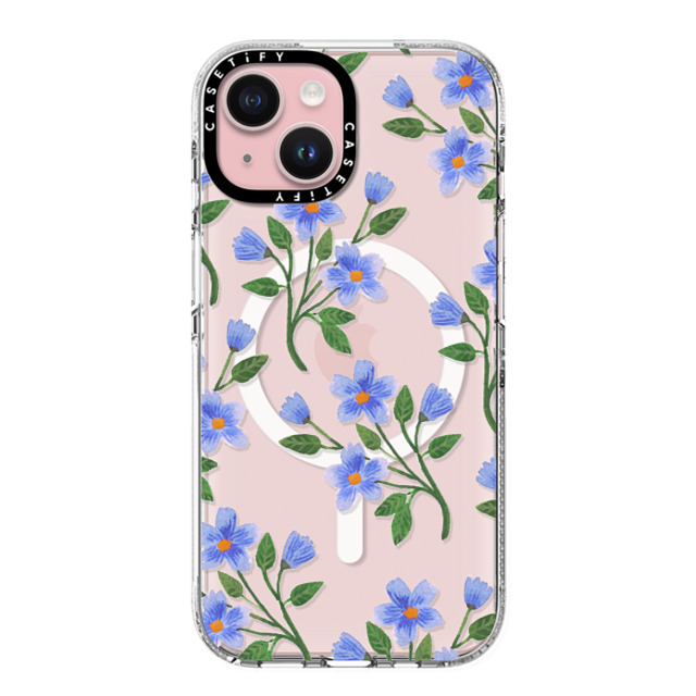 Artiisan x CASETiFY iPhone 15 Case Floral,Pattern クリア クリア ケース MagSafe対応 Blue Flowers Mother's Day Artiisan x CASETiFY iPhone 15 Case Floral,Pattern クリア クリア ケース MagSafe対応 Blue Flowers Mother's Day