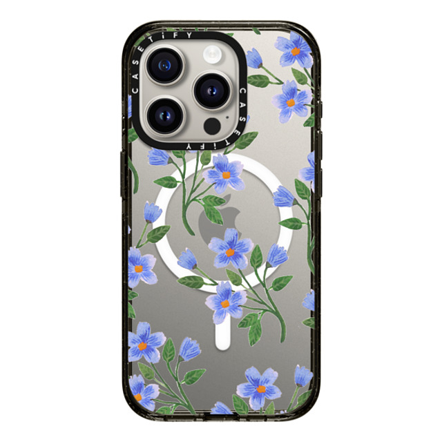 Artiisan x CASETiFY iPhone 15 Pro Case Floral,Pattern Black Impact Case MagSafe Compatible Blue Flowers Mother's Day Artiisan x CASETiFY iPhone 15 Pro Case Floral,Pattern Black Impact Case MagSafe Compatible Blue Flowers Mother's Day