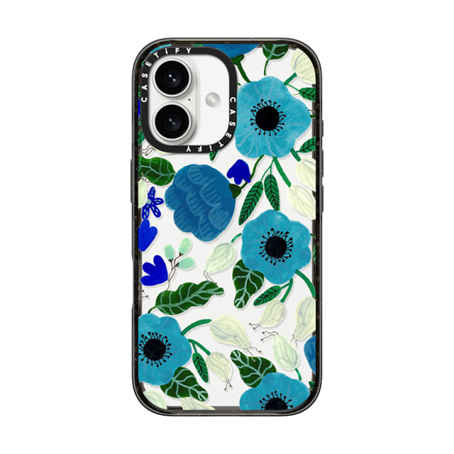 Artiisan x CASETiFY iPhone 16 ケース Floral ブラック インパクトケース Blue Florals Father's Day Artiisan x CASETiFY iPhone 16 ケース Floral ブラック インパクトケース Blue Florals Father's Day