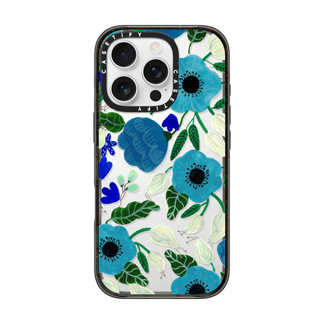 Artiisan x CASETiFY iPhone 16 Pro ケース Floral ブラック インパクトケース Blue Florals Back to School Artiisan x CASETiFY iPhone 16 Pro ケース Floral ブラック インパクトケース Blue Florals Back to School