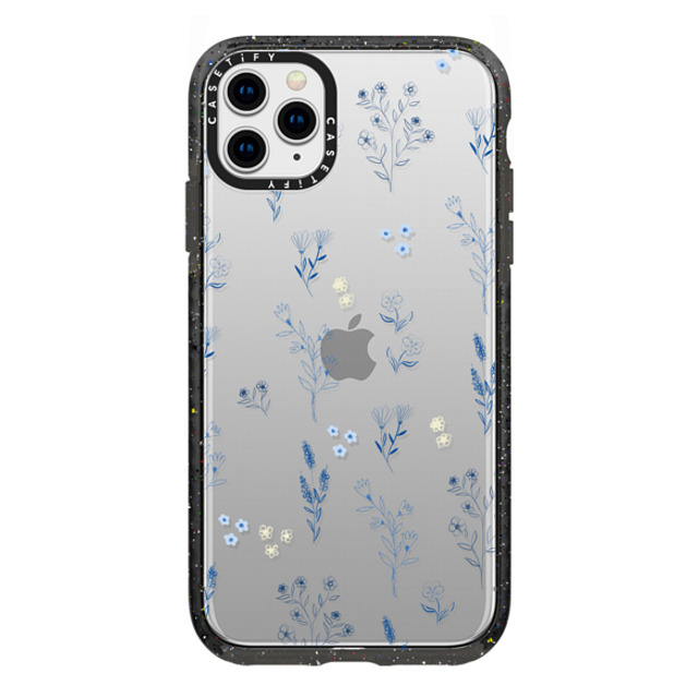 Artiisan x CASETiFY iPhone 11 Pro Max ケース ブラック インパクトケース Small blue flowers