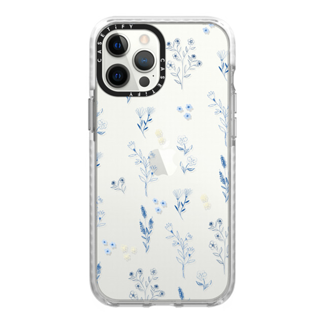 Artiisan x CASETiFY iPhone 12 Pro Max ケース Glossy Frost インパクトケース Small blue flowers