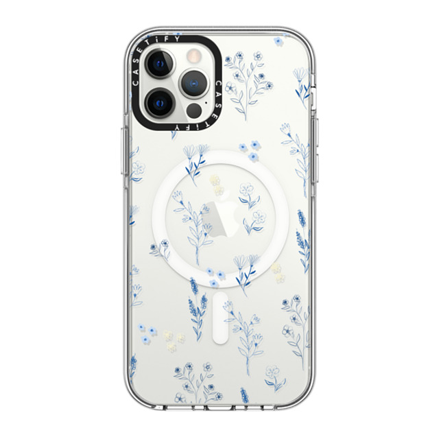 Artiisan x CASETiFY iPhone 12 Pro ケース クリア クリア ケース MagSafe対応 Small blue flowers