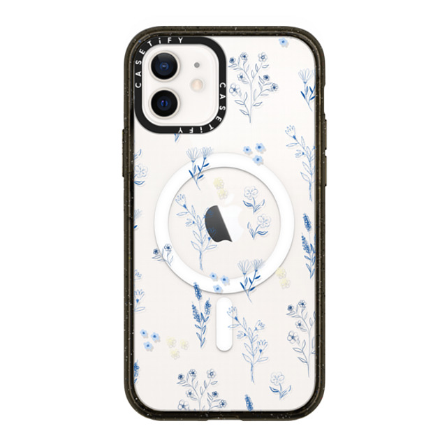 Artiisan x CASETiFY iPhone 12 Case Floral Black Impact Case MagSafe Compatible Small blue flowers Father's Day Artiisan x CASETiFY iPhone 12 Case Floral Black Impact Case MagSafe Compatible Small blue flowers Father's Day
