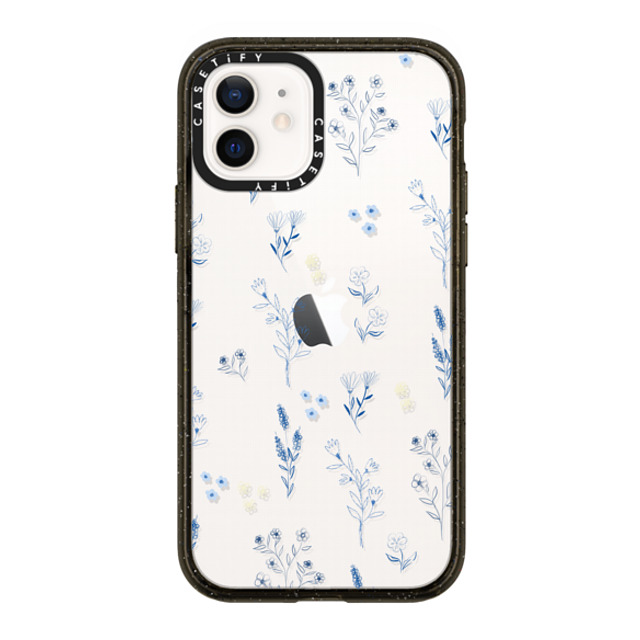 Artiisan x CASETiFY iPhone 12 Case Floral ブラック インパクトケース Small blue flowers Mother's Day Artiisan x CASETiFY iPhone 12 Case Floral ブラック インパクトケース Small blue flowers Mother's Day