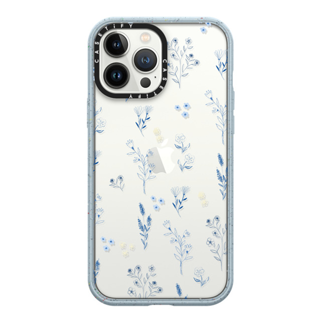 Artiisan x CASETiFY iPhone 13 Pro Max ケース Matte Vapor Blue インパクトケース Small blue flowers