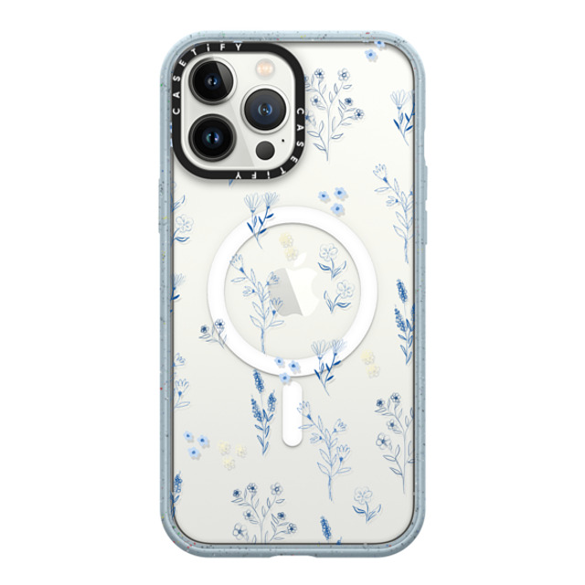 Artiisan x CASETiFY iPhone 13 Pro Max ケース Matte Vapor Blue インパクトケース MagSafe対応 Small blue flowers