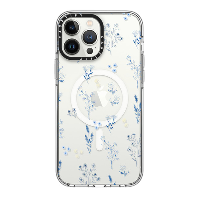 Artiisan x CASETiFY iPhone 13 Pro Max ケース クリア クリア ケース MagSafe対応 Small blue flowers