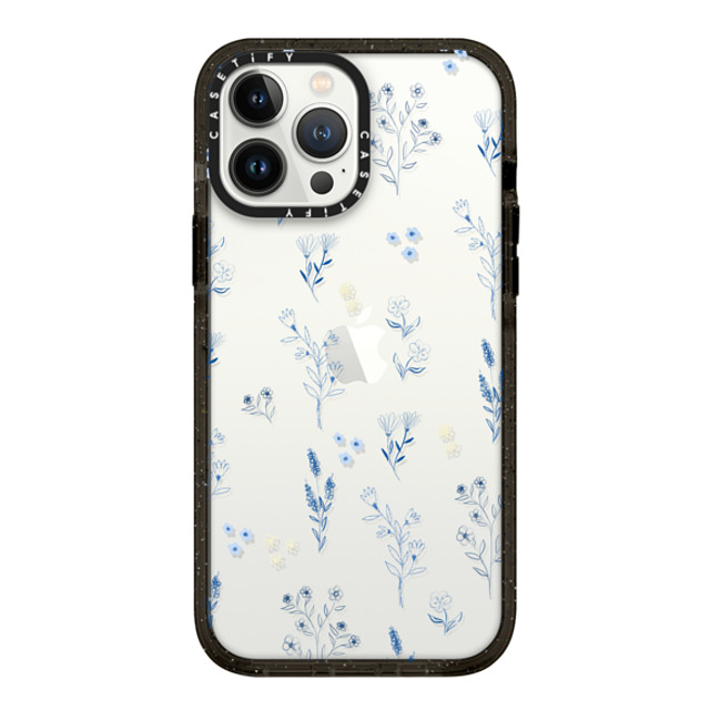 Artiisan x CASETiFY iPhone 13 Pro Max Case Floral Black Impact Case Small blue flowers Mother's Day Artiisan x CASETiFY iPhone 13 Pro Max Case Floral Black Impact Case Small blue flowers Mother's Day