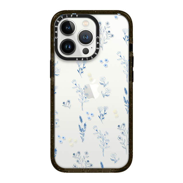 Artiisan x CASETiFY iPhone 13 Pro ケース ブラック インパクトケース Small blue flowers