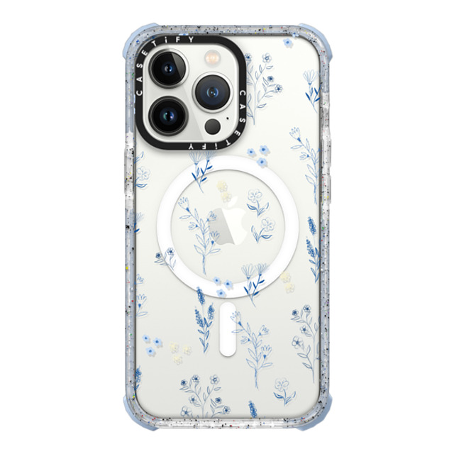 Artiisan x CASETiFY iPhone 13 Pro ケース Vapor Blue ウルトラ インパクトケース MagSafe 対応 Small blue flowers