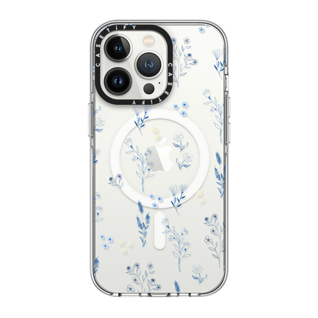 Artiisan x CASETiFY iPhone 13 Pro ケース クリア クリア ケース MagSafe対応 Small blue flowers