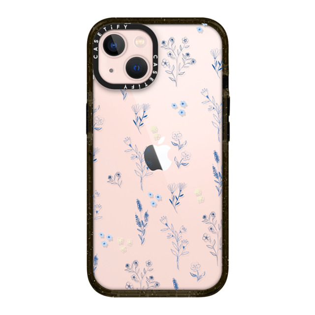 Artiisan x CASETiFY iPhone 13 ケース ブラック インパクトケース Small blue flowers