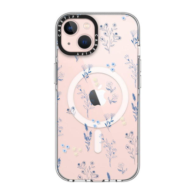 Artiisan x CASETiFY iPhone 13 ケース クリア クリア ケース MagSafe対応 Small blue flowers