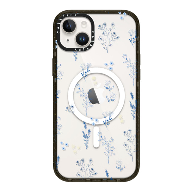 Artiisan x CASETiFY iPhone 14 Plus ケース ブラック インパクトケース MagSafe対応 Small blue flowers