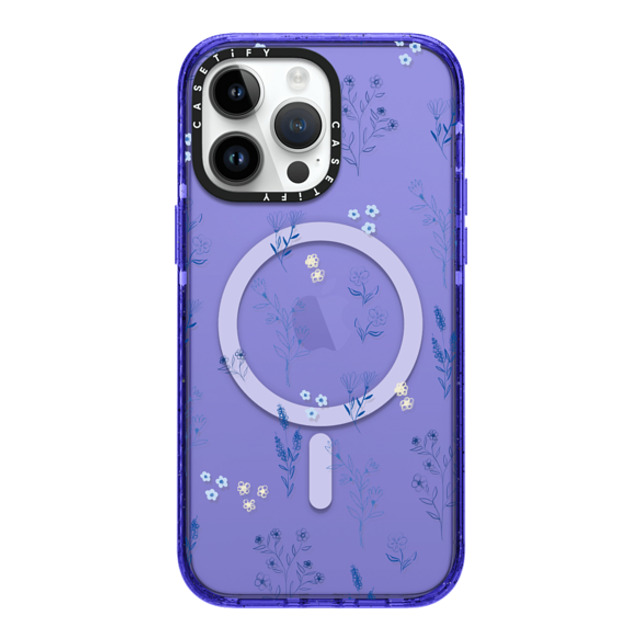 Artiisan x CASETiFY iPhone 14 Pro Max Case Peri Purple Impact Case MagSafe Compatible Small blue flowers Artiisan x CASETiFY iPhone 14 Pro Max Case Peri Purple Impact Case MagSafe Compatible Small blue flowers