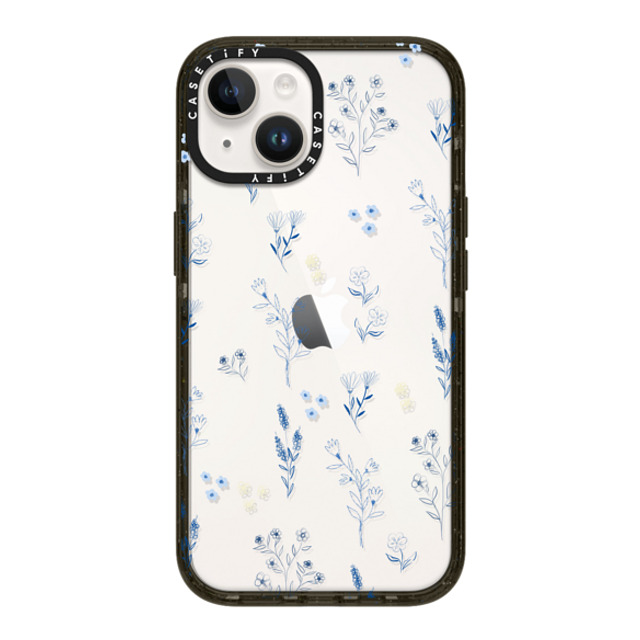 Artiisan x CASETiFY iPhone 14 ケース ブラック インパクトケース Small blue flowers