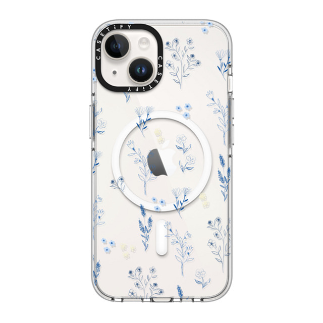 Artiisan x CASETiFY iPhone 14 ケース クリア クリア ケース MagSafe対応 Small blue flowers