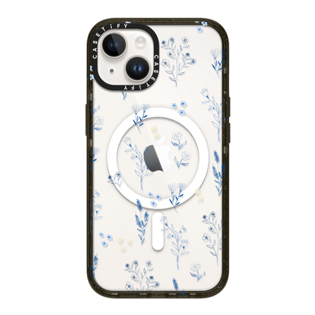 Artiisan x CASETiFY iPhone 14 Case Glossy Black Impact Case MagSafe Compatible Small blue flowers Artiisan x CASETiFY iPhone 14 Case Glossy Black Impact Case MagSafe Compatible Small blue flowers