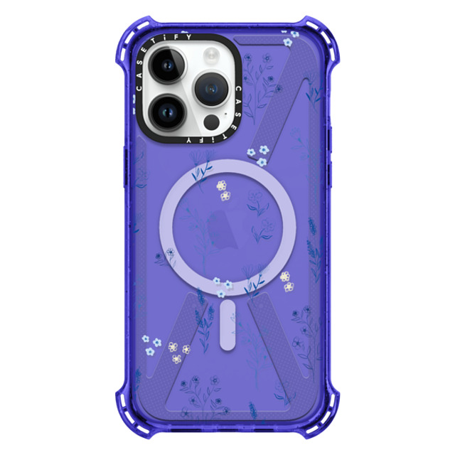 Artiisan x CASETiFY iPhone 14 Pro Max ケース Peri Purple バウンスケース Small blue flowers