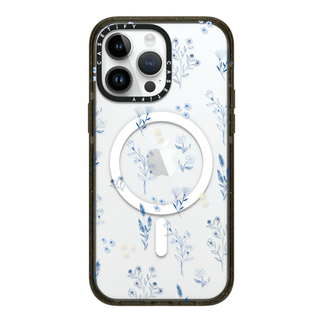 Artiisan x CASETiFY iPhone 14 Pro Max ケース ブラック インパクトケース MagSafe対応 Small blue flowers