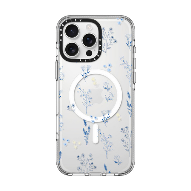 Artiisan x CASETiFY iPhone 16 Pro Max ケース クリア クリア ケース MagSafe対応 Small blue flowers