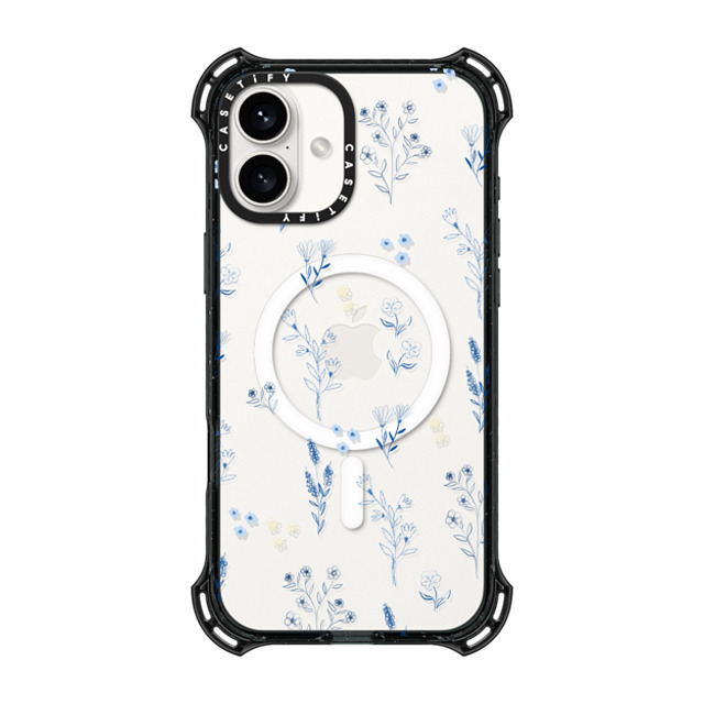 Artiisan x CASETiFY iPhone 16 Plus Case Black バウンスケース Small blue flowers Artiisan x CASETiFY iPhone 16 Plus Case Black バウンスケース Small blue flowers