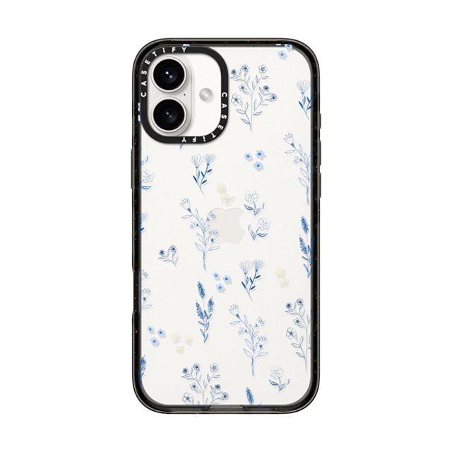 Artiisan x CASETiFY iPhone 16 Plus ケース ブラック インパクトケース Small blue flowers