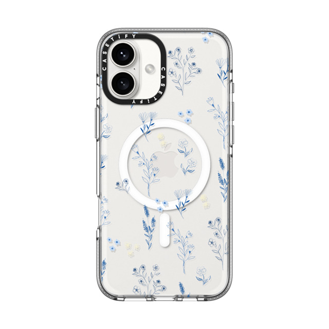 Artiisan x CASETiFY iPhone 16 Plus ケース クリア クリア ケース MagSafe対応 Small blue flowers