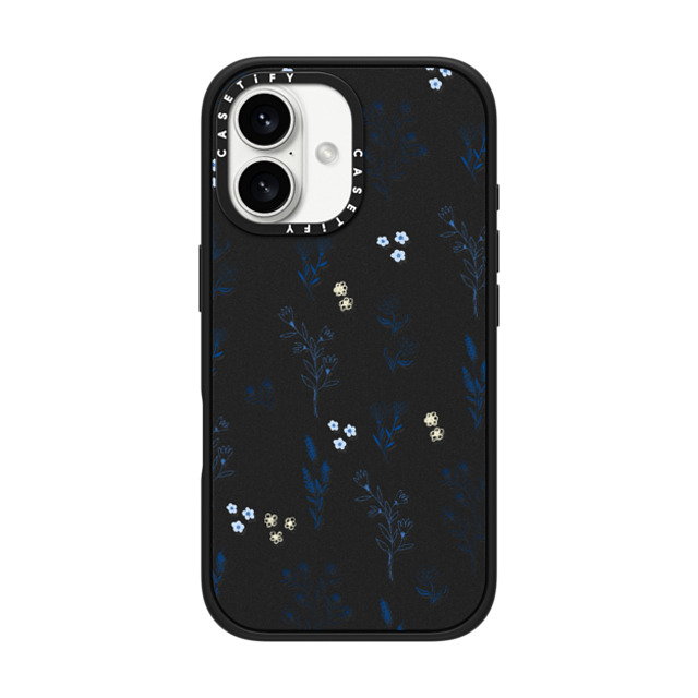 Artiisan x CASETiFY iPhone 16 Case Matte Black Impact Case MagSafe Compatible Small blue flowers Artiisan x CASETiFY iPhone 16 Case Matte Black Impact Case MagSafe Compatible Small blue flowers