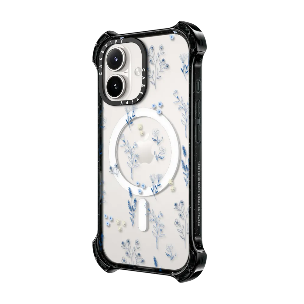 Bounce iPhone 16 Case MagSafe Compatible - Small blue flowers