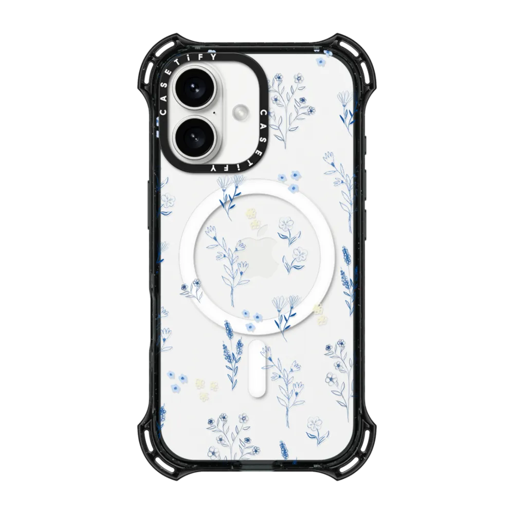 Bounce iPhone 16 Case MagSafe Compatible - Small blue flowers