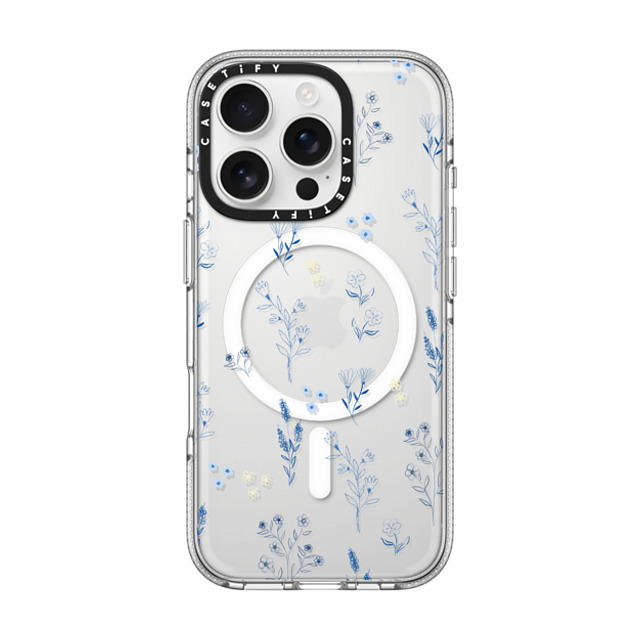 Artiisan x CASETiFY iPhone 16 Pro ケース クリア クリア ケース MagSafe対応 Small blue flowers