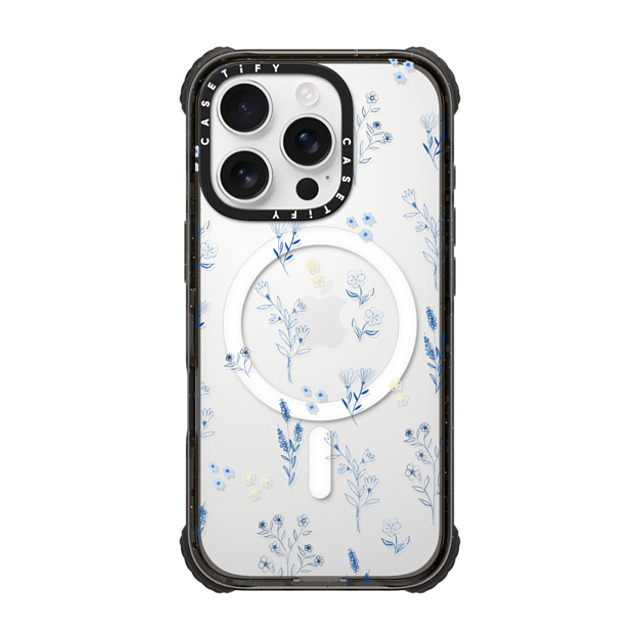 Artiisan x CASETiFY iPhone 16 Pro Case Black ウルトラ インパクトケース MagSafe 対応 Small blue flowers Artiisan x CASETiFY iPhone 16 Pro Case Black ウルトラ インパクトケース MagSafe 対応 Small blue flowers