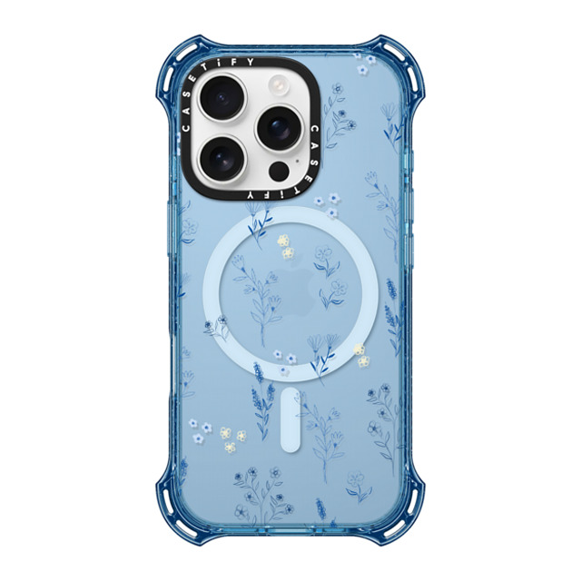 Artiisan x CASETiFY iPhone 16 Pro ケース ベイビーブルー バウンスケース Small blue flowers