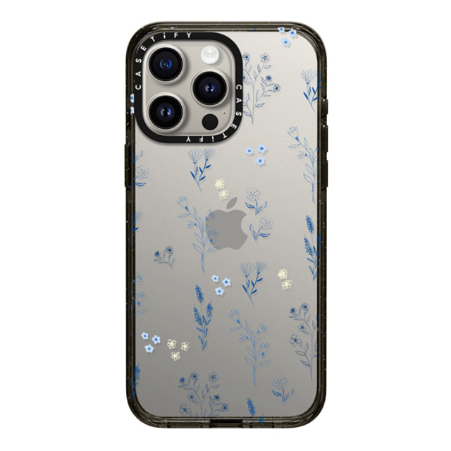 Artiisan x CASETiFY iPhone 15 Pro Max ケース ブラック インパクトケース Small blue flowers